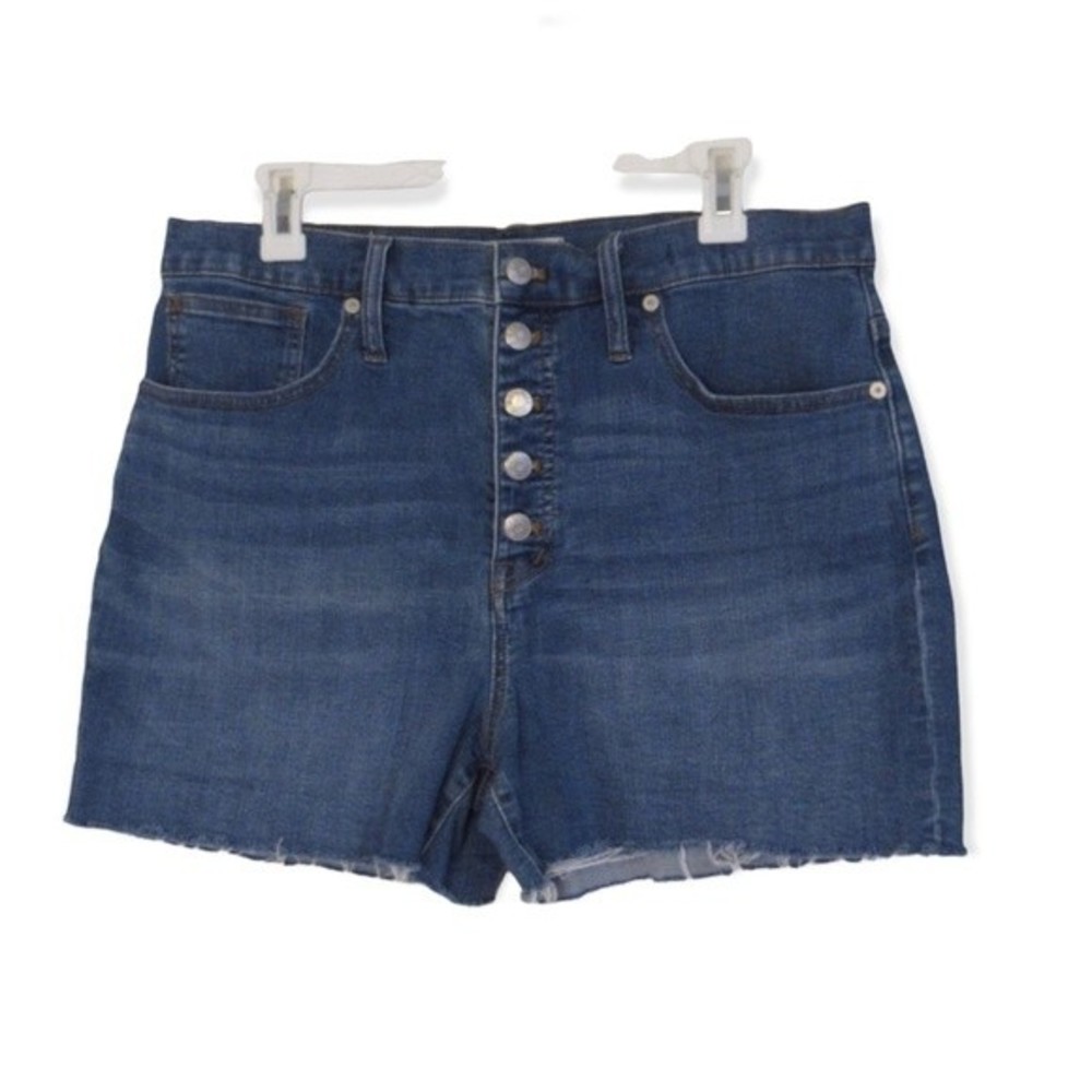 Madewell High Rise Button Fly Denim Shorts 31 Raw Hem Jean Shorts